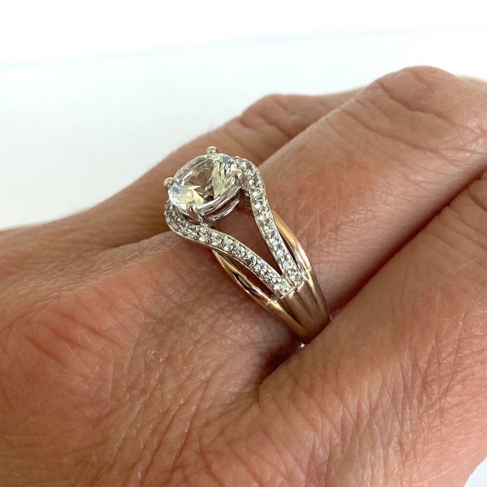 Sterling Silver 925 JA 10K Rose Gold 7MM Round Cubic Zirconia Ring Sz 7.75 - Picture 7 of 16